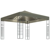 Градинска шатра 3 x 3 м таупе — полиестер 180 г/м² — LED стрингове — стомана - Thumbnail 2