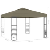 Градинска шатра 3 x 3 м таупе — полиестер 180 г/м² — LED стрингове — стомана - Thumbnail 9