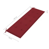 3-местна градинска пейка 150 × 60 × 89 см — евкалипт масив — виненочервена възглавница - Thumbnail 10
