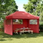 Pop-up парти шатра 4,1 x 2,8 м бордо — оксфорд с PVC — 3 стени — стомана - Thumbnail 1