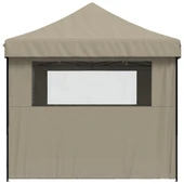Pop-up парти шатра 4,1 x 2,8 м таупе — оксфорд с PVC — 4 стени — стомана - Thumbnail 4