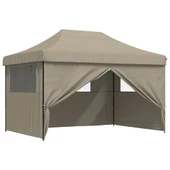 Pop-up парти шатра 4,1 x 2,8 м таупе — оксфорд с PVC — 4 стени — стомана - Thumbnail 7
