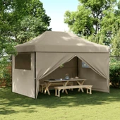 Pop-up парти шатра 4,1 x 2,8 м таупе — оксфорд с PVC — 4 стени — стомана - Thumbnail 1
