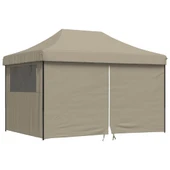 Pop-up парти шатра 4,1 x 2,8 м таупе — оксфорд с PVC — 4 стени — стомана - Thumbnail 2