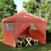 Pop-up парти шатра 2,9 x 2,9 м теракота — оксфорд с PVC — 4 стени — стомана - Thumbnail 1