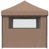 Pop-up парти шатра 5,8 x 2,9 м кафява — оксфорд с PVC — 3 стени — стомана - Thumbnail 5