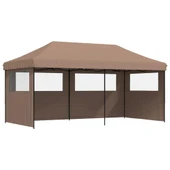 Pop-up парти шатра 5,8 x 2,9 м кафява — оксфорд с PVC — 3 стени — стомана - Thumbnail 2