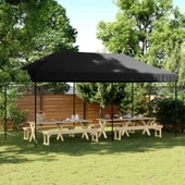 Pop-up парти шатра 5,8 x 2,9 м черна — оксфорд с PVC — стоманена рамка - Thumbnail 1