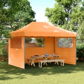 Pop-up парти шатра 4,1 x 2,8 м оранжева — оксфорд с PVC — 3 стени — стомана - Thumbnail 1