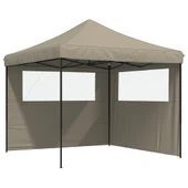 Pop-up парти шатра 2,9 x 2,9 м таупе — оксфорд с PVC — 2 стени — стомана - Thumbnail 2