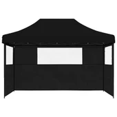 Pop-up парти шатра 4,1 x 2,8 м черна — оксфорд с PVC — 3 стени — стомана - Thumbnail 3