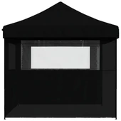 Pop-up парти шатра 4,1 x 2,8 м черна — оксфорд с PVC — 3 стени — стомана - Thumbnail 4
