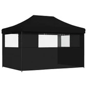 Pop-up парти шатра 4,1 x 2,8 м черна — оксфорд с PVC — 3 стени — стомана - Thumbnail 5