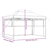 Pop-up парти шатра 4,1 x 2,8 м черна — оксфорд с PVC — 3 стени — стомана - Thumbnail 9