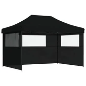 Pop-up парти шатра 4,1 x 2,8 м черна — оксфорд с PVC — 3 стени — стомана - Thumbnail 2