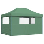 Pop-up парти шатра 4,1 x 2,8 м зелена — оксфорд с PVC — 3 стени — стомана - Thumbnail 5
