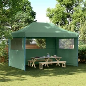 Pop-up парти шатра 4,1 x 2,8 м зелена — оксфорд с PVC — 3 стени — стомана - Thumbnail 1