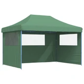 Pop-up парти шатра 4,1 x 2,8 м зелена — оксфорд с PVC — 3 стени — стомана - Thumbnail 2