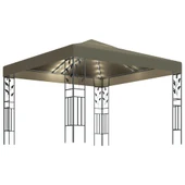 Шатра 3 x 3 м таупе — полиестер 180 г/м² — двоен покрив и LED — стомана - Thumbnail 2