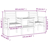 Градинска пейка 175x55x89 см кафява 2-местна — борово дърво масив — с маса - Thumbnail 8
