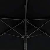 Градински чадър 2,3 x 2,3 м черен — полиестер — с LED — стоманен прът - Thumbnail 12