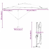 Плажен чадър 3.51 x 2.5 x 2.53 м таупе — полиестер — с LED — алуминий - Thumbnail 16