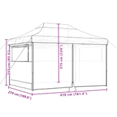 Pop-up парти шатра 4,1 x 2,8 м бордо — оксфорд с PVC — 4 стени — стомана - Thumbnail 10