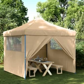 Pop-up парти шатра 2,9 x 2,9 м бежова — оксфорд с PVC — 4 стени — стомана - Thumbnail 1