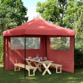 Pop-up парти шатра 2,9 x 2,9 м бордо — оксфорд с PVC — 2 стени — стомана - Thumbnail 1