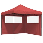 Pop-up парти шатра 2,9 x 2,9 м бордо — оксфорд с PVC — 2 стени — стомана - Thumbnail 2