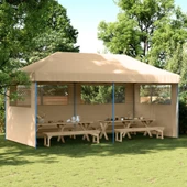 Pop-up парти шатра 5,8 x 2,9 м бежова — оксфорд с PVC — 3 стени — стомана - Thumbnail 1