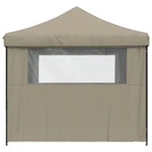 Pop-up парти шатра 2,9 x 2,9 м таупе — оксфорд с PVC — 4 стени — стомана - Thumbnail 4