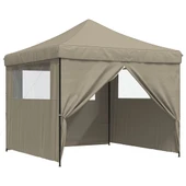 Pop-up парти шатра 2,9 x 2,9 м таупе — оксфорд с PVC — 4 стени — стомана - Thumbnail 6