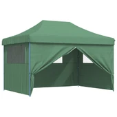 Pop-up парти шатра 4,1 x 2,8 м зелена — оксфорд с PVC — 4 стени — стомана - Thumbnail 8