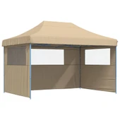 Pop-up парти шатра 4,1 x 2,8 м бежова — оксфорд с PVC — 3 стени — стомана - Thumbnail 2