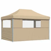 Pop-up парти шатра 4,1 x 2,8 м бежова — оксфорд с PVC — 3 стени — стомана - Thumbnail 5