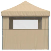 Pop-up парти шатра 4,1 x 2,8 м бежова — оксфорд с PVC — 3 стени — стомана - Thumbnail 4