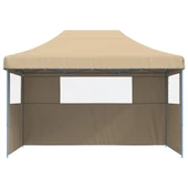 Pop-up парти шатра 4,1 x 2,8 м бежова — оксфорд с PVC — 3 стени — стомана - Thumbnail 3