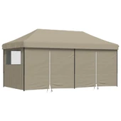 Pop-up парти шатра 5,8 x 2,9 м таупе  оксфорд с PVC — 4 стени — стомана - Thumbnail 2