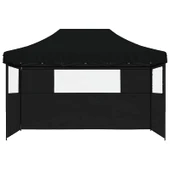 Pop-up парти шатра 4,4 x 2,9 м черна — оксфорд с PVC — 3 стени — стомана - Thumbnail 3