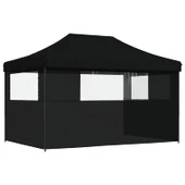 Pop-up парти шатра 4,4 x 2,9 м черна — оксфорд с PVC — 3 стени — стомана - Thumbnail 5