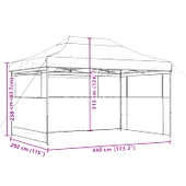 Pop-up парти шатра 4,4 x 2,9 м черна — оксфорд с PVC — 3 стени — стомана - Thumbnail 9