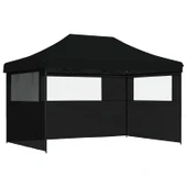 Pop-up парти шатра 4,4 x 2,9 м черна — оксфорд с PVC — 3 стени — стомана - Thumbnail 2