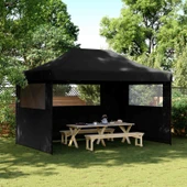 Pop-up парти шатра 4,4 x 2,9 м черна — оксфорд с PVC — 3 стени — стомана - Thumbnail 1