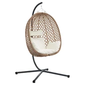 Висящ стол яйце 104 x 100 x 191 см кремав — полиратан — с възглавница - Thumbnail 2
