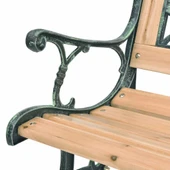 Градинска пейка 122 × 51 × 73 см кафява — дърво и ковано желязо с PVC облегалка - Thumbnail 4