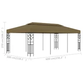 Шатра 6 x 3 м таупе и черно — полиестер 180 г/м² — стомана - Thumbnail 6