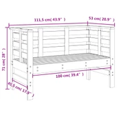 Градинска пейка 111,5×53×71 см черна — борово дърво масив - Thumbnail 9