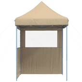 Pop-up парти шатра 2 x 2 м бежова — оксфорд с PVC — 2 стени — стомана - Thumbnail 4