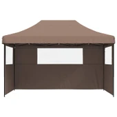 Pop-up парти шатра 4,4 x 2,9 м кафява — оксфорд с PVC — 3 стени — стомана - Thumbnail 3